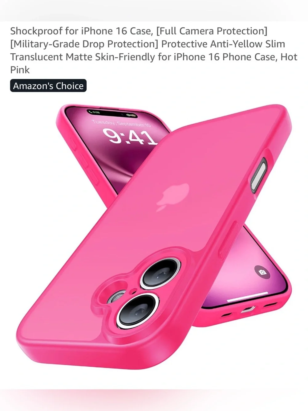 iPhone 16Protective Case - Bright Pink full camera protection NEW military grade